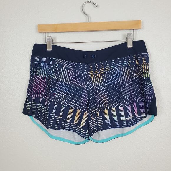 Patagonia Shorts Womens Small Nine Trails Geometric Lined Athletic Drawstring - Picture 1 of 12